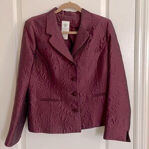 Paule Vasseur Designer Silk/Wool Blend Blazer Merlot Color
